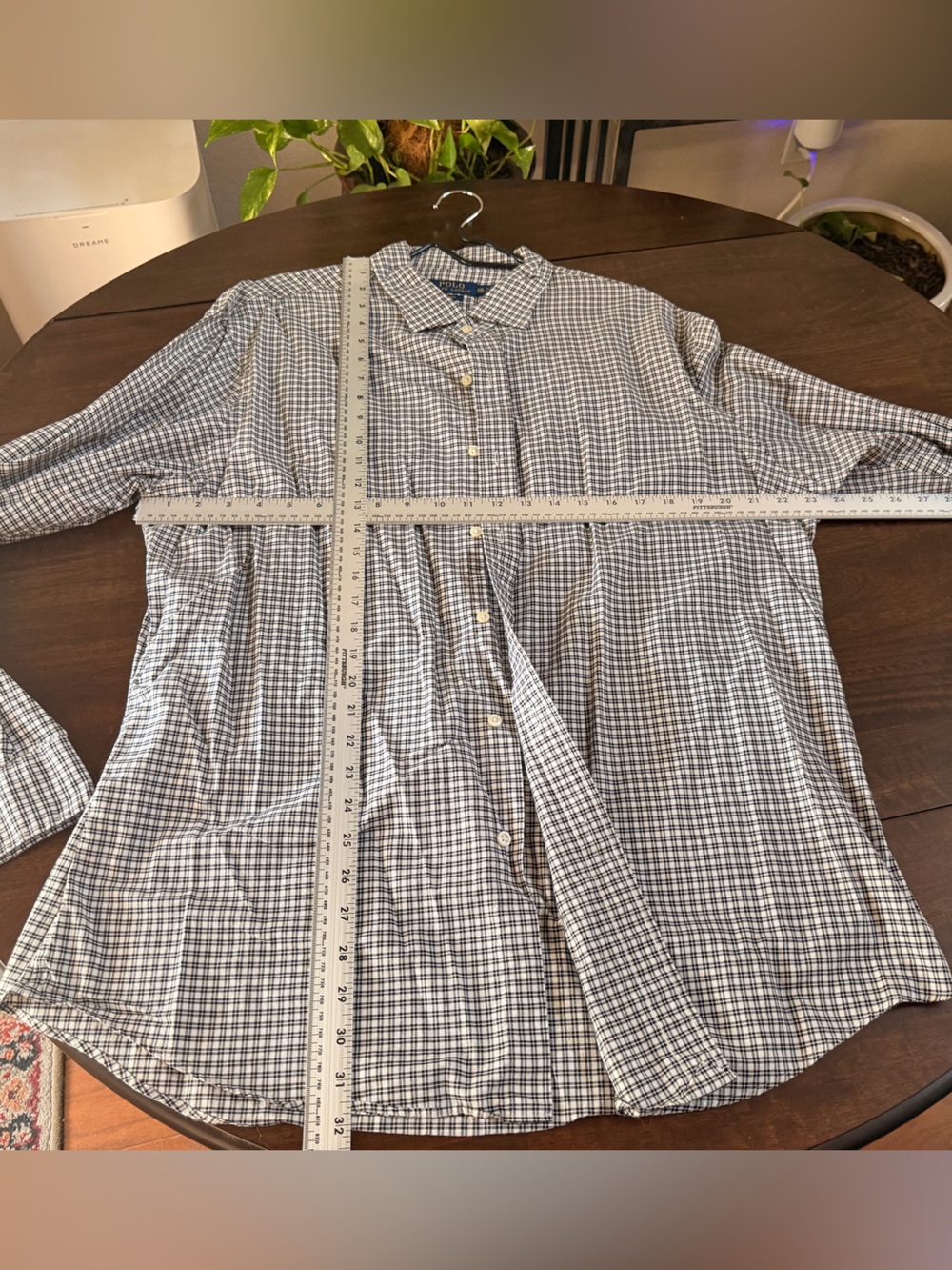 Ralph Lauren Blue and White Gingham Button-Down Shirt